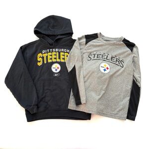 NFL Pittsburgh Steelers Black and Yellow Youth Hoodie and Long Sleeve Small